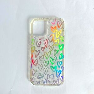14 Pro Max Colorful Heart Pattern Phone Case